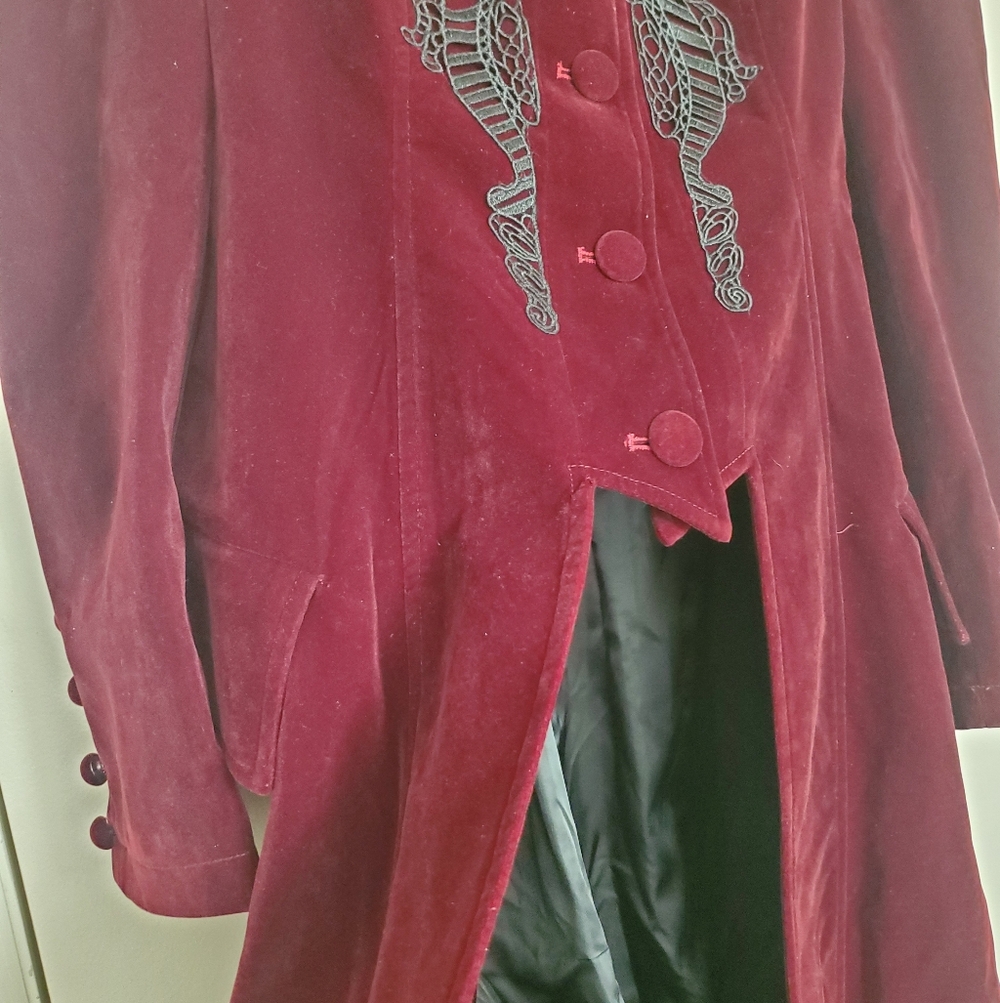 *NWT* PunkRave Elegant Burgundy Velvet Victorian Coat - Picture 9 of 16
